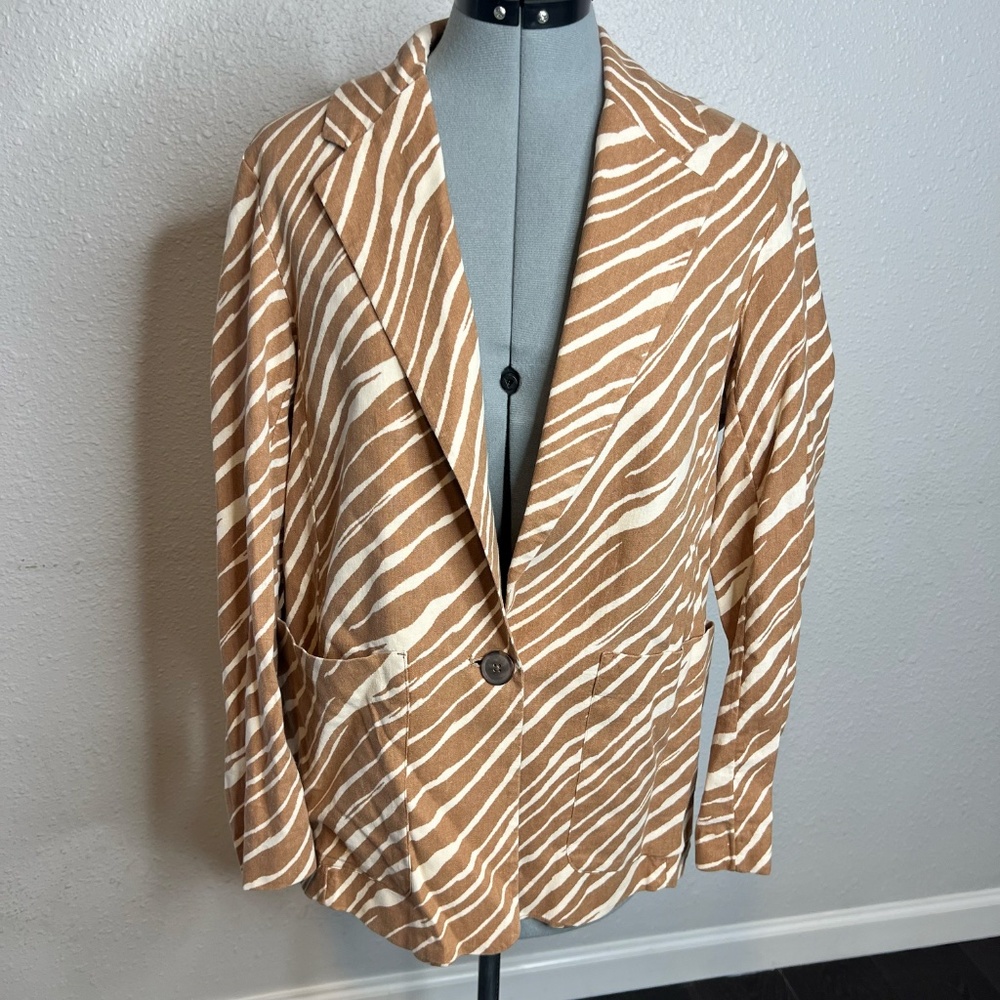 Linen Like Cotton Oversized Leisure Suit Set Jacket medium - Pants Extra Small
